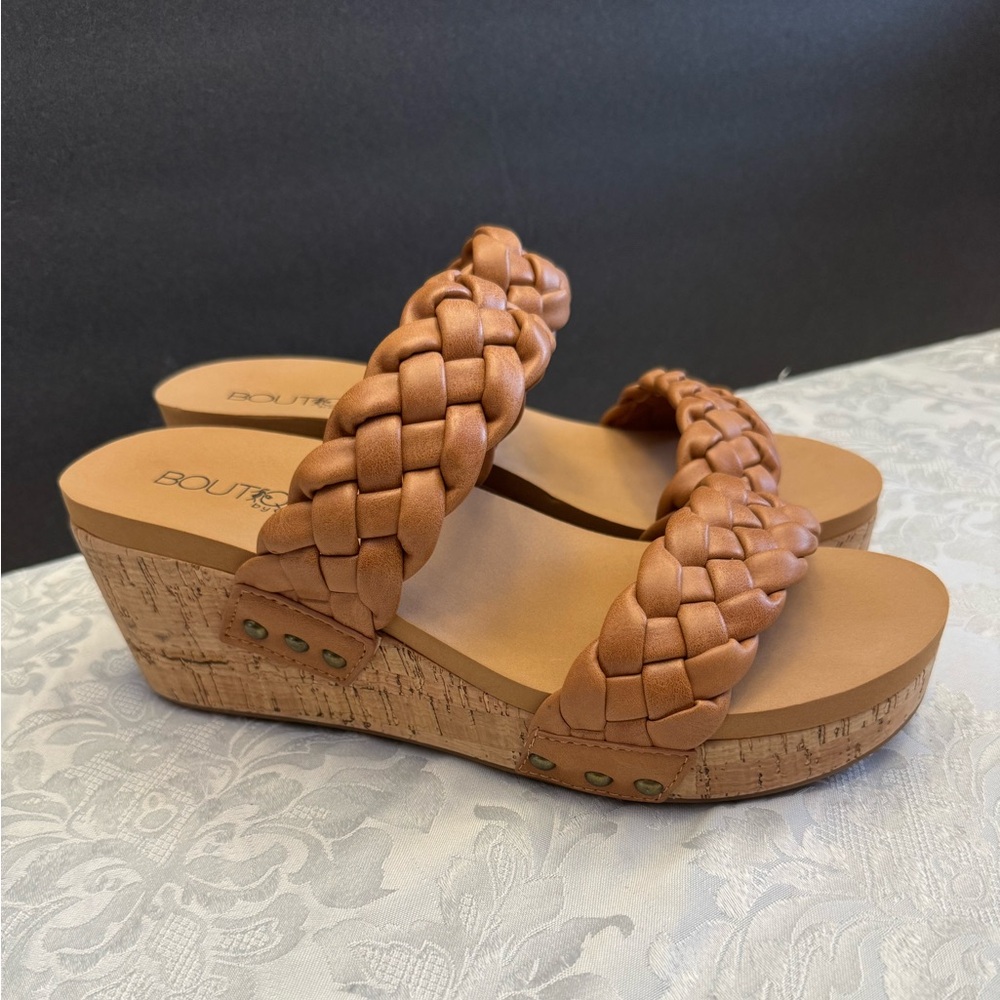 Boutique By Corkys Size 10 Delightful Braided Wedge Sandal Slip On Comfort‎ Shoe